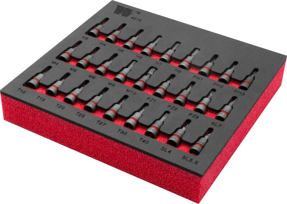 Bit Socket Set; 27-Piece, Torx, Spline, Hex, PZ, SL & PH 1/4''dr Assortment