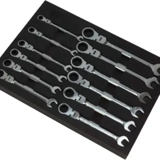 Ratchet Spanner Flexi Head Set;12-Piece  8-19 mm, EPE Foam Tray