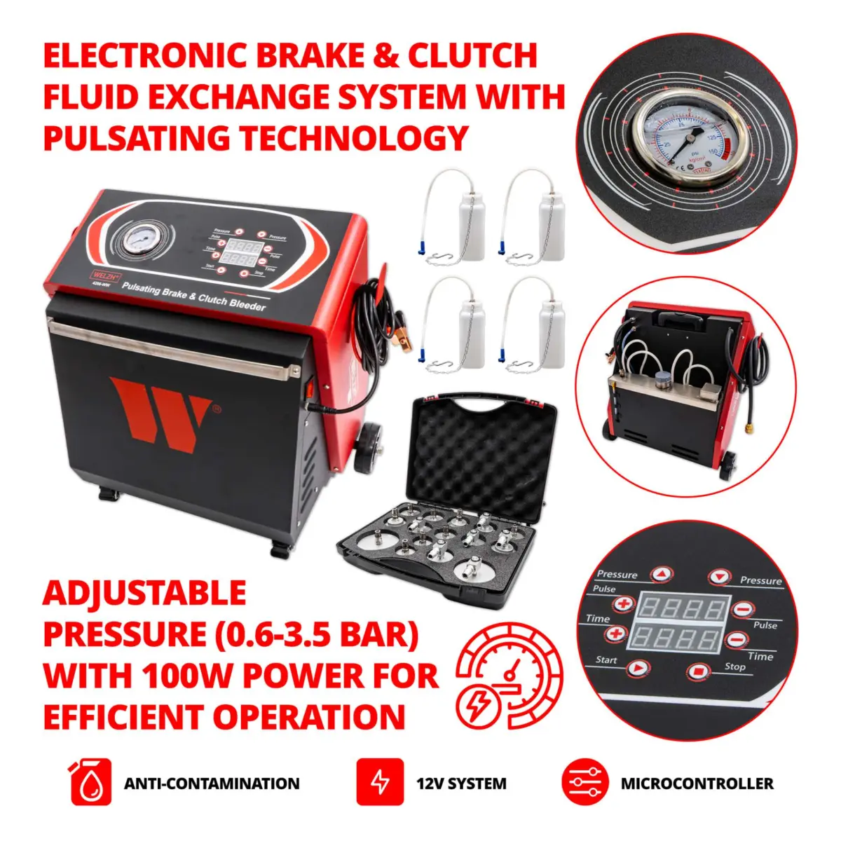 Pulsating Brake & Clutch Bleeder 12-Volt + Adaptor Set - Image 3