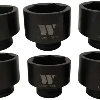 Deep Impact Socket Set,1''Inch, 6pt, 80-105 mm, 6-Piece