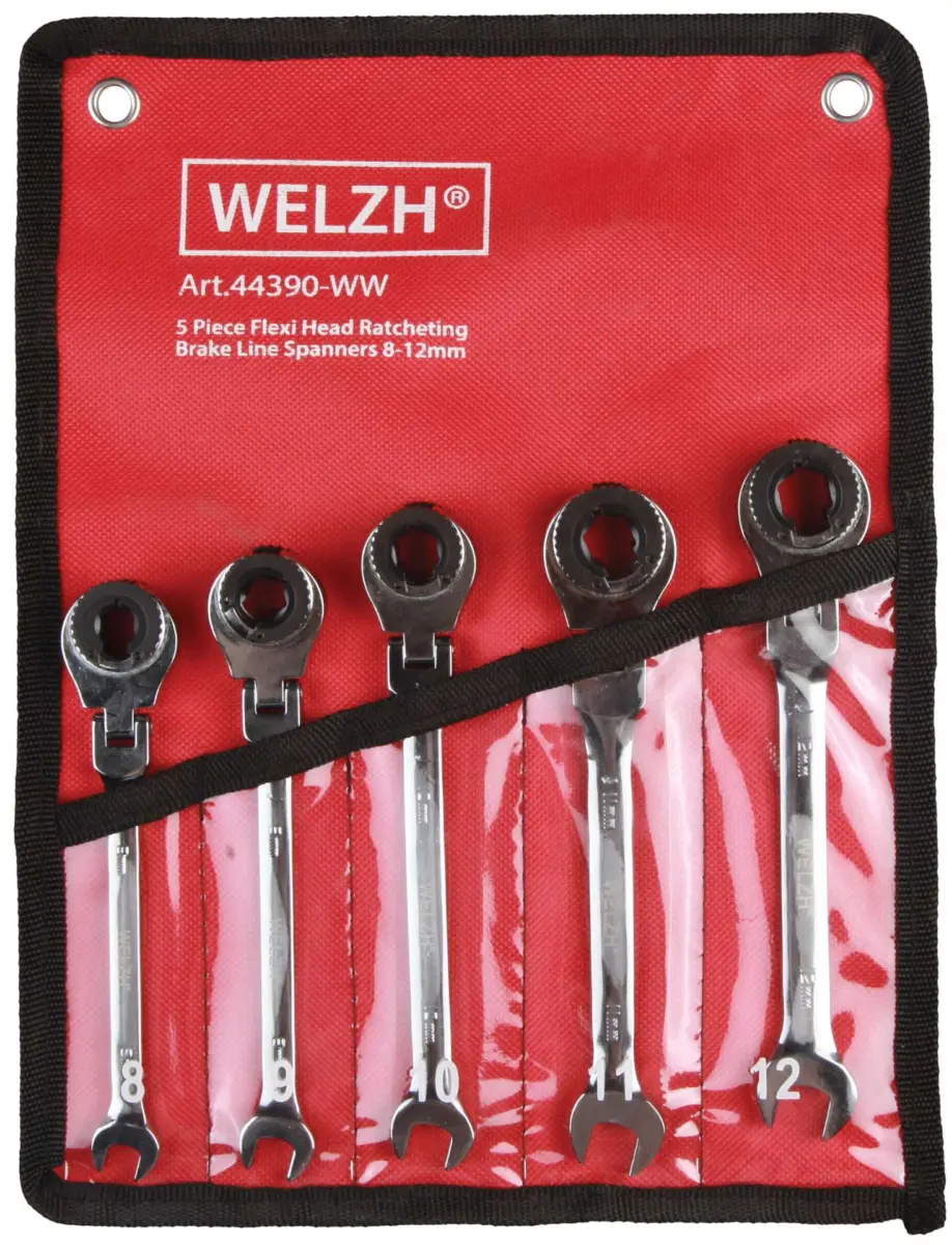 5-Piece Flexi Head Ratcheting Brake Line Spanners 8-12mm - Image 2