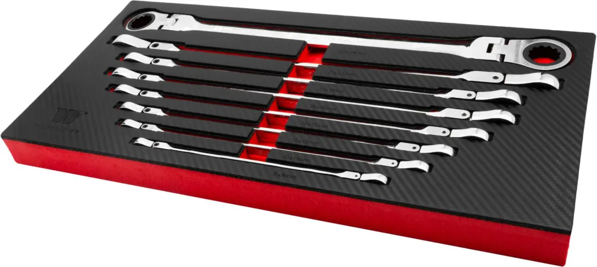 Ratchet Spanner Set; Master Aviation Type, Flexi-Head 8-24 mm