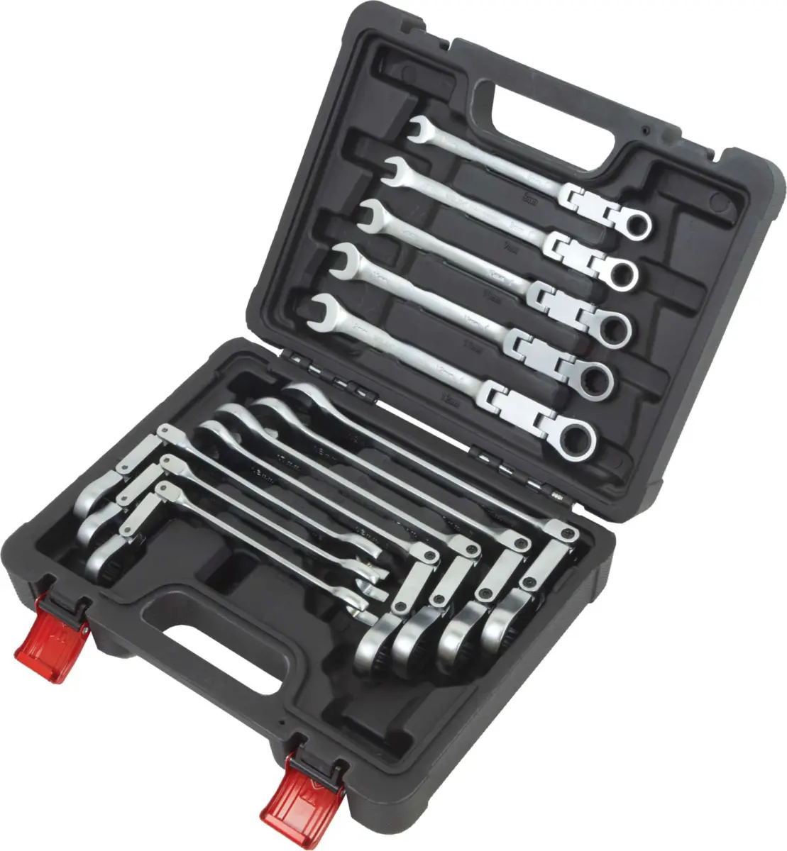 Double-Joint Ratchet Combination Wrench Set 8-19 mm