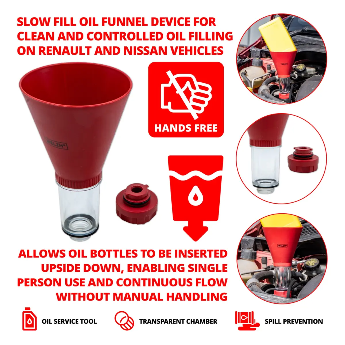 Slow Fill Oil Funnel Filling Device For; Renault & Nissan - Image 2