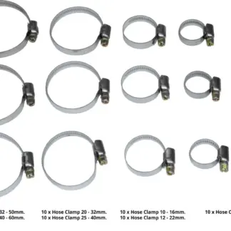 Stainless Steel Hose Clamps 70-Piece Assortment 8-60mm