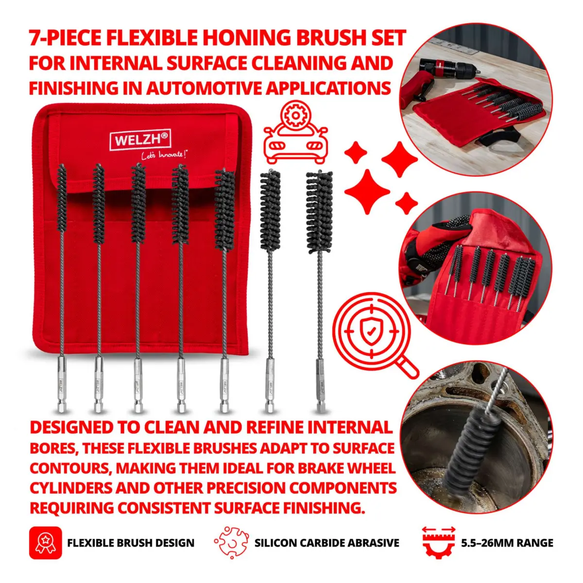 Honing Brush Set; 7-Piece Flexible - Image 3