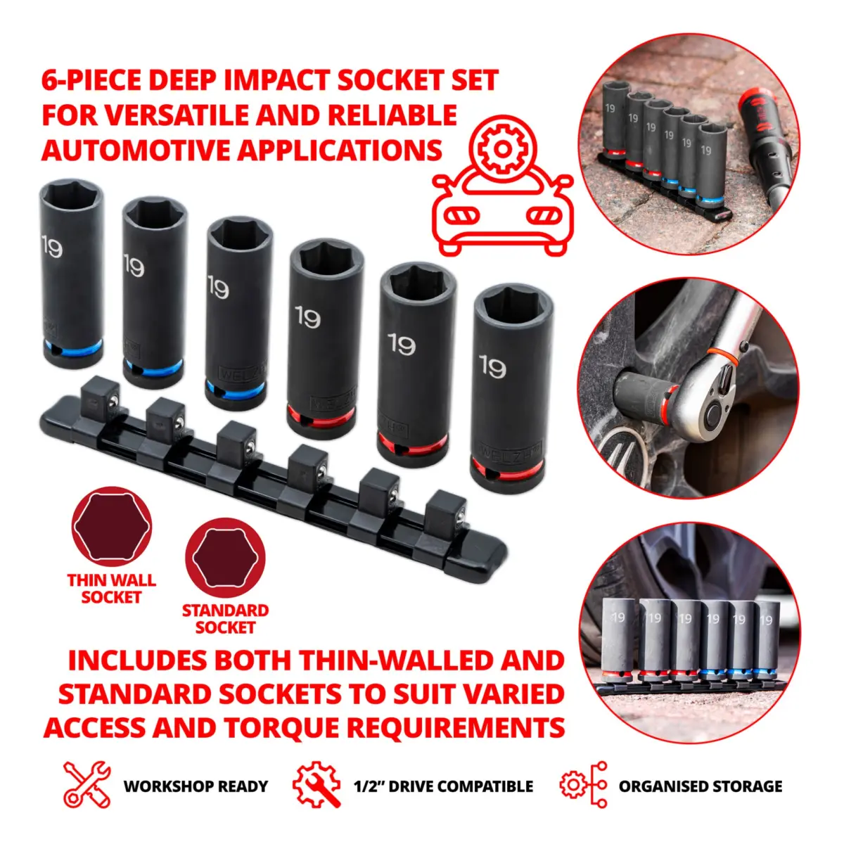 6-Piece Deep Impact Sockets 19-MM - Image 3