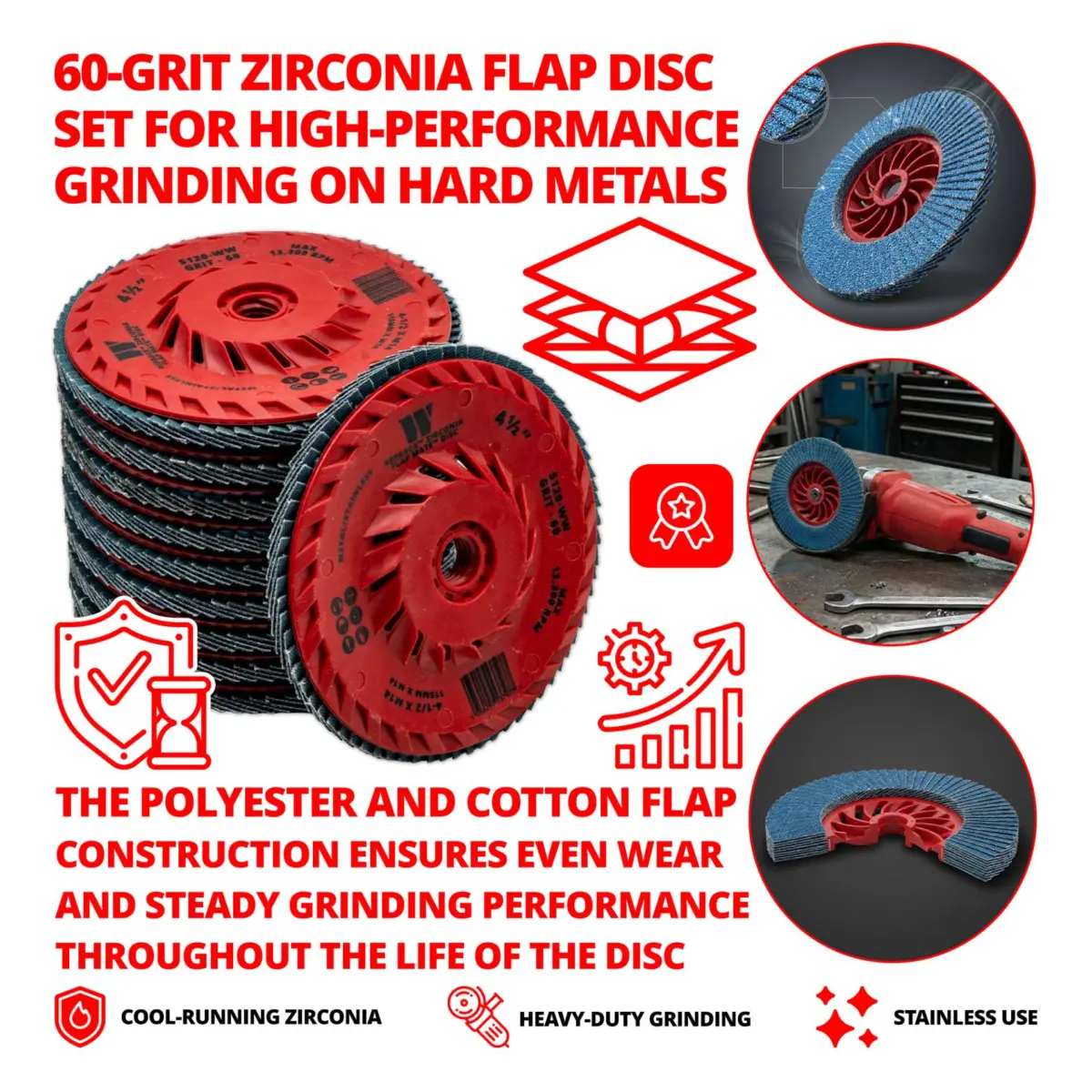 Redback™ Zirconia Flap Mate™ Disc; 60-Grit (10-Pieces) - Image 2