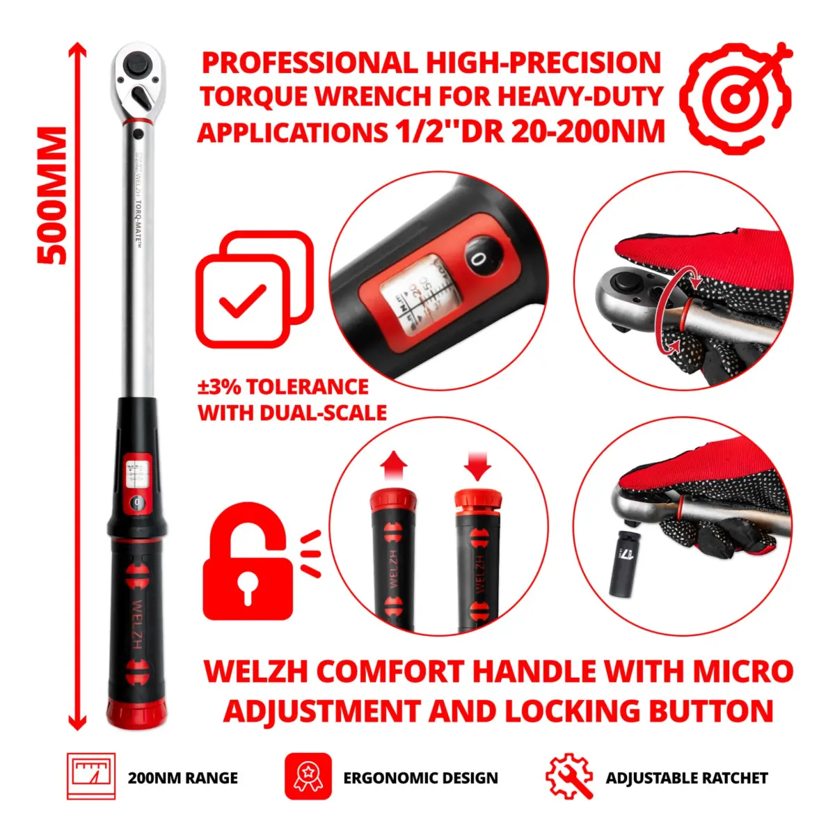 Torque Wrench ''Torq-Mate' 1/2''DR 20-200Nm - Image 3