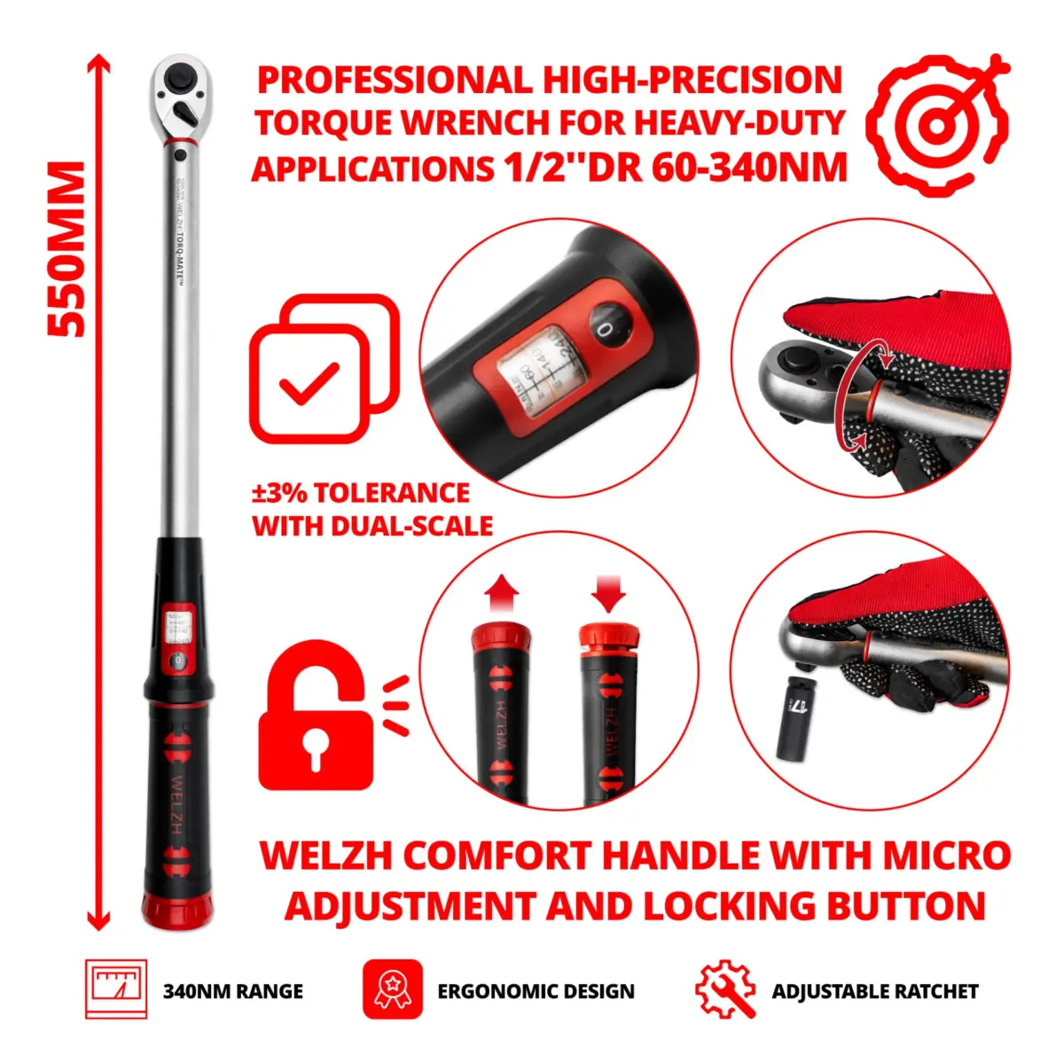 Torque Wrench ''Torq-Mate' 1/2''DR 60-340Nm - Image 3