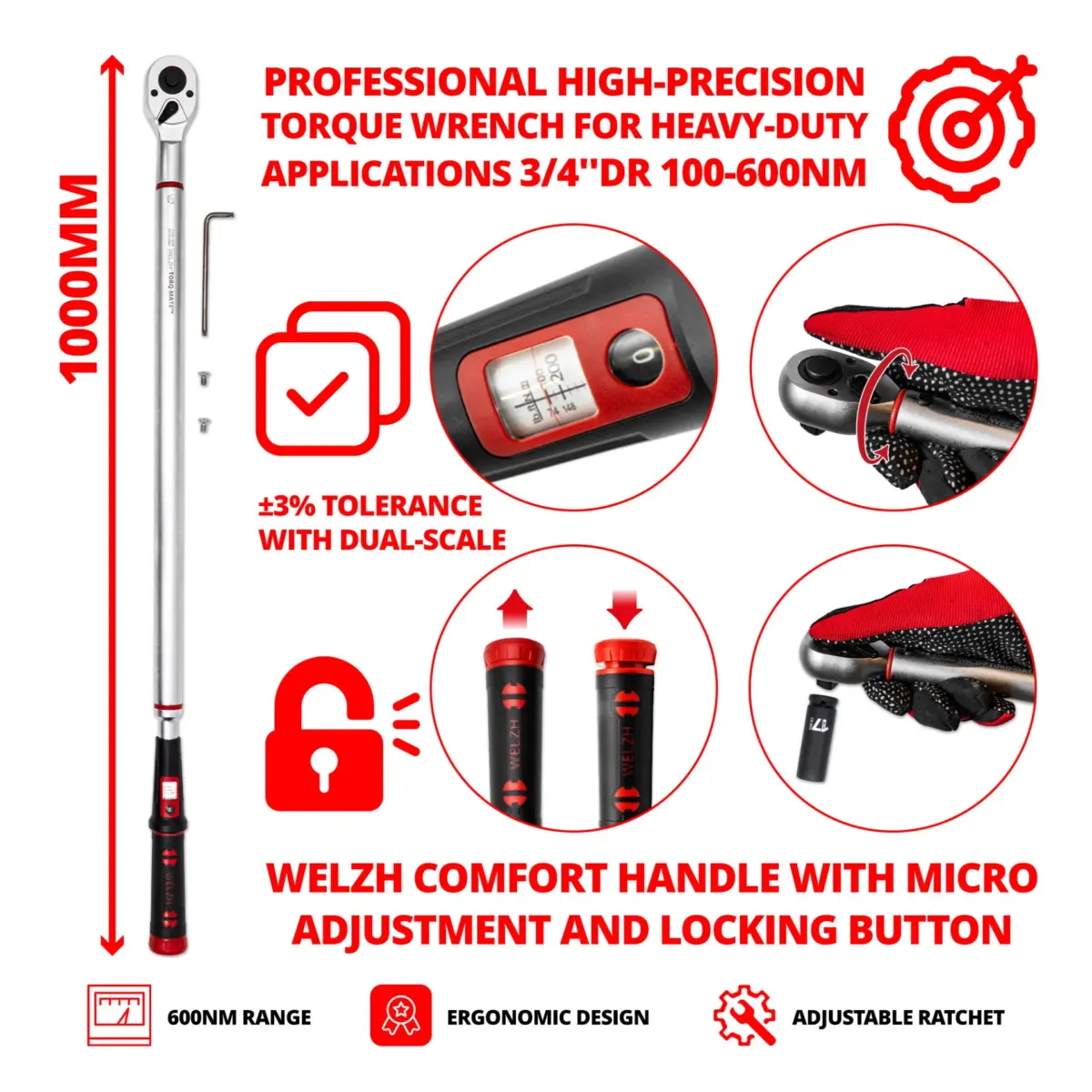 Torque Wrench ''Torq-Mate' 3/4''DR 100-600Nm - Image 3