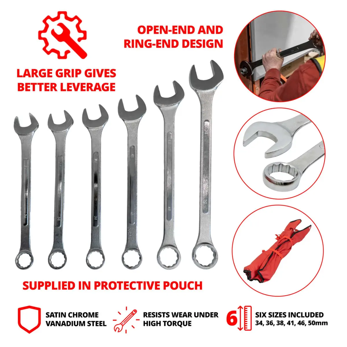 Combination Spanner Set; Jumbo, 34-50 mm - Image 3