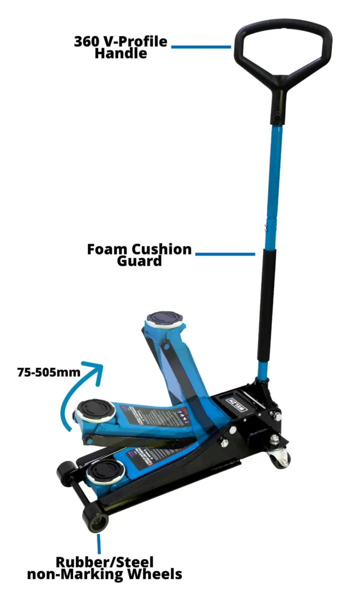 Trolley Jack; 4-Ton Extra Low Profile (BLUE) - Image 2