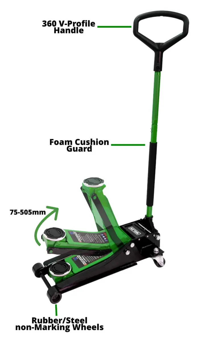 Trolley Jack; 4-Ton Extra Low Profile (GREEN) - Image 2