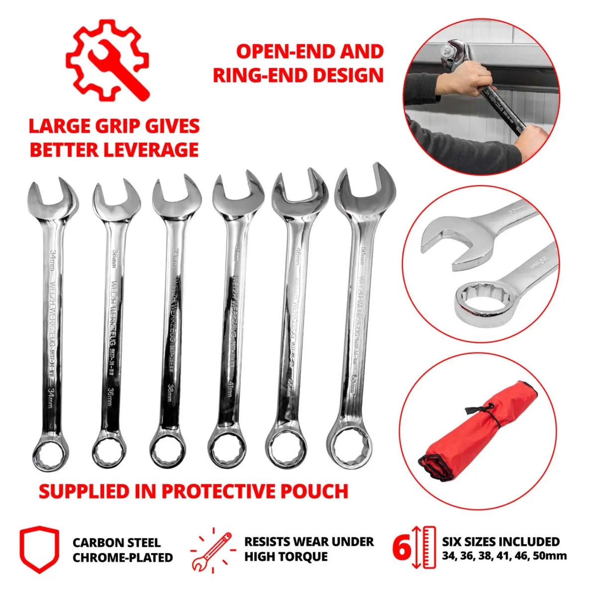 Combination Spanner Set; Xtra Large, 34-50 mm - Image 3