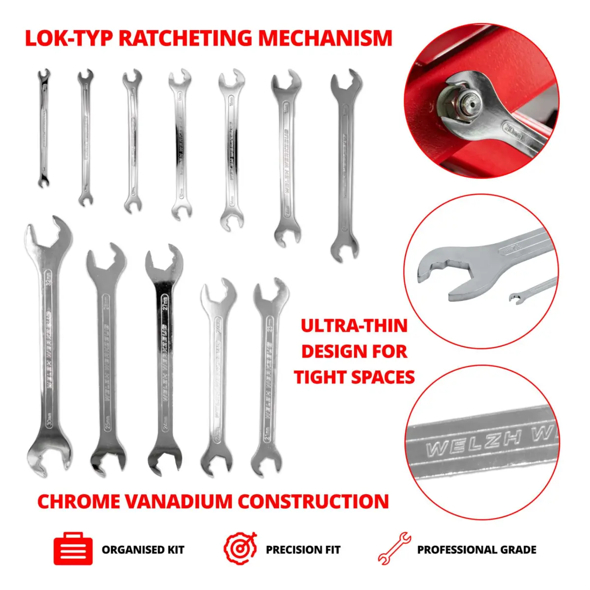 Super Ultra Thin 12-Piece''LOK-TYP'' Spanner Set 6-32-mm - Image 3