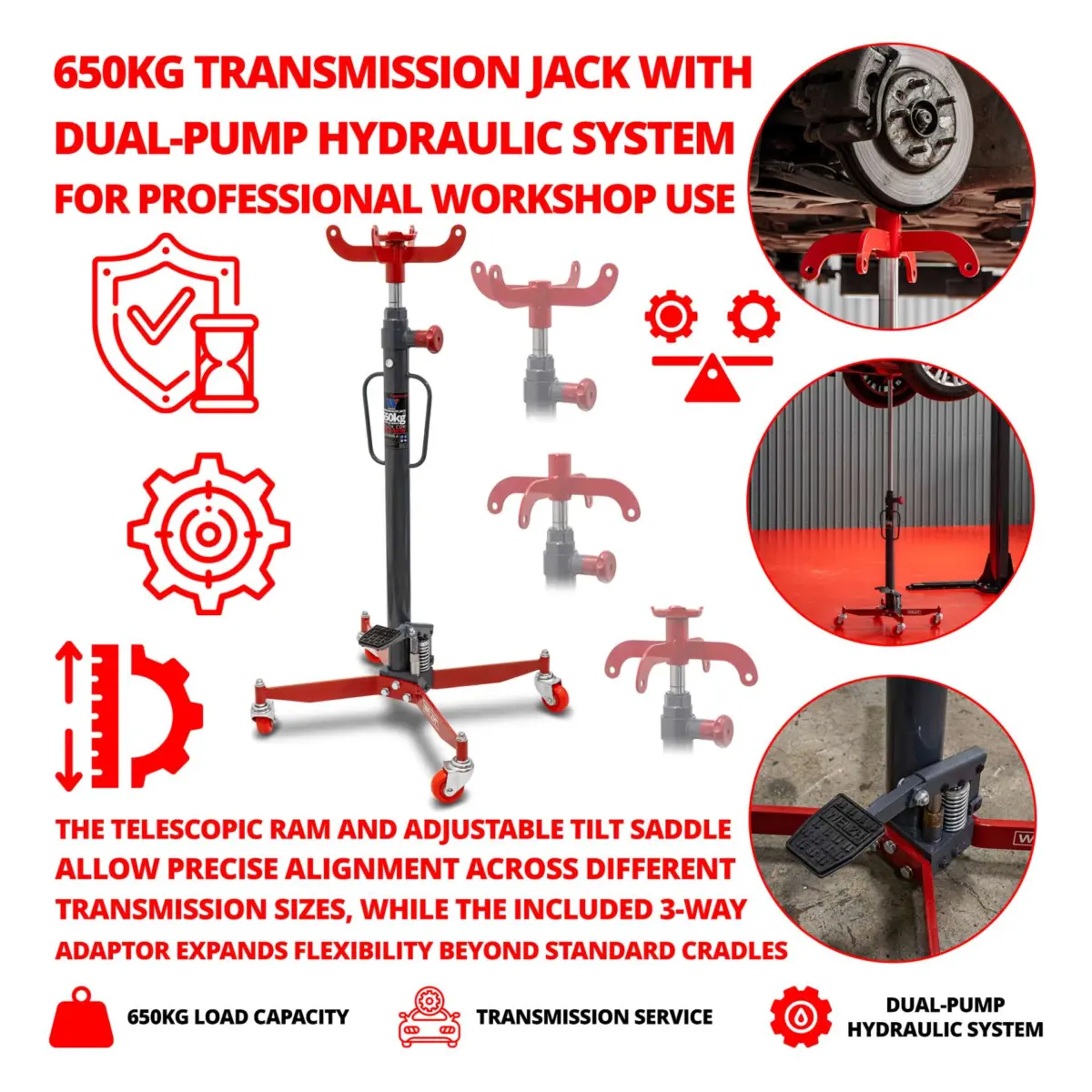 Transmission Jack; 650-kg ''Werkstad Series'' - Image 2