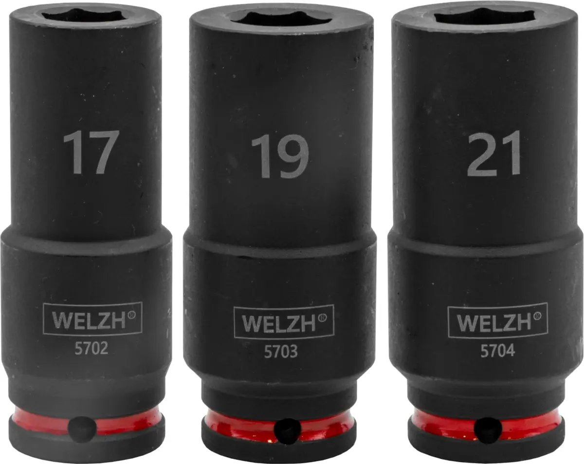 3-Piece Weighted Deep Impact Socket Set; 17-mm, 19-mm & 21-mm - Image 2