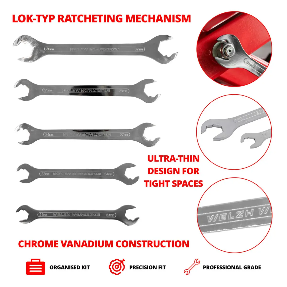 Super Ultra Thin 5-Piece''LOK-TYP'' Spanner Set 21-32-mm - Image 3