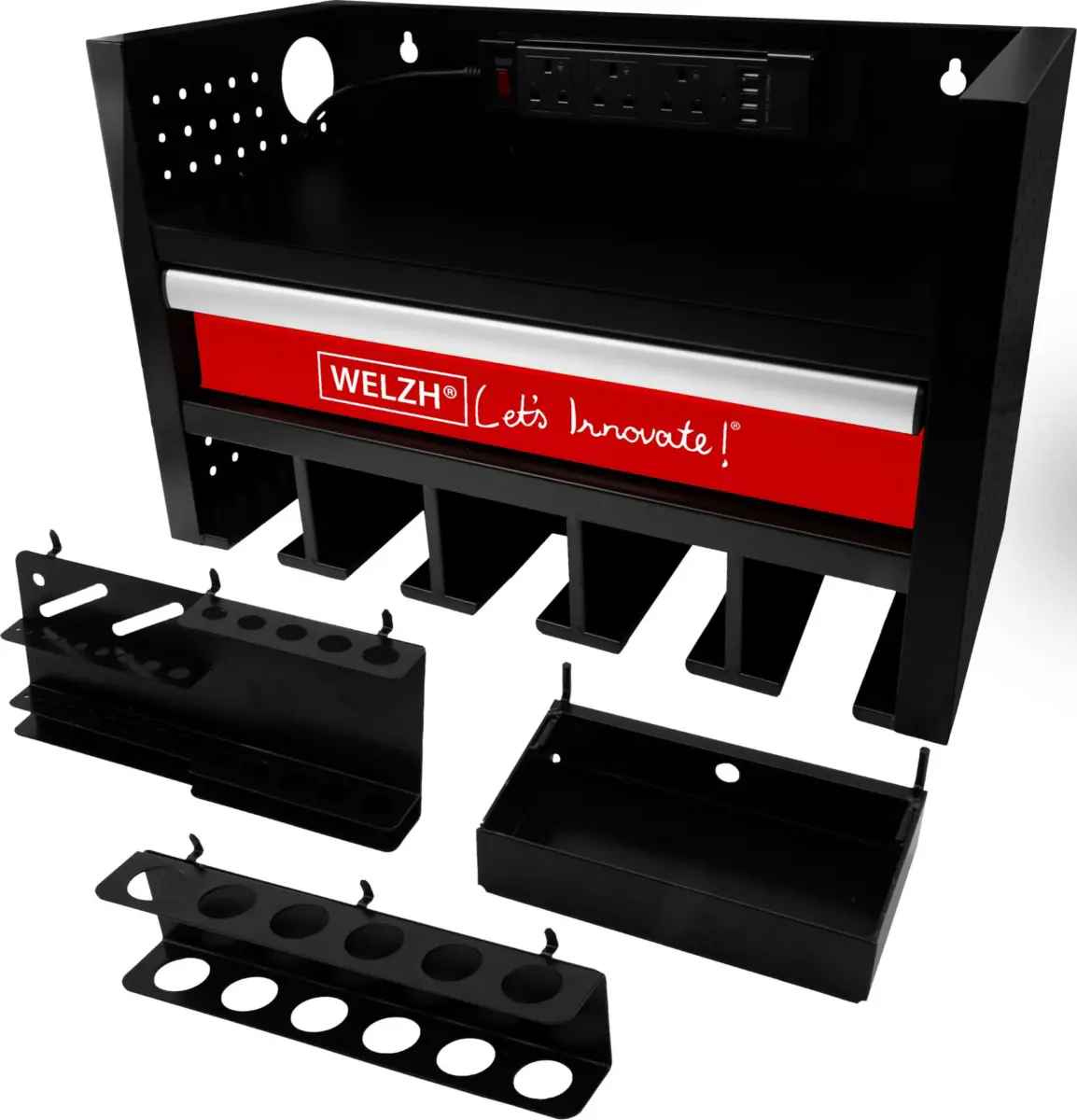 Battery Tool Storage Rack With Draw and UK Power Point