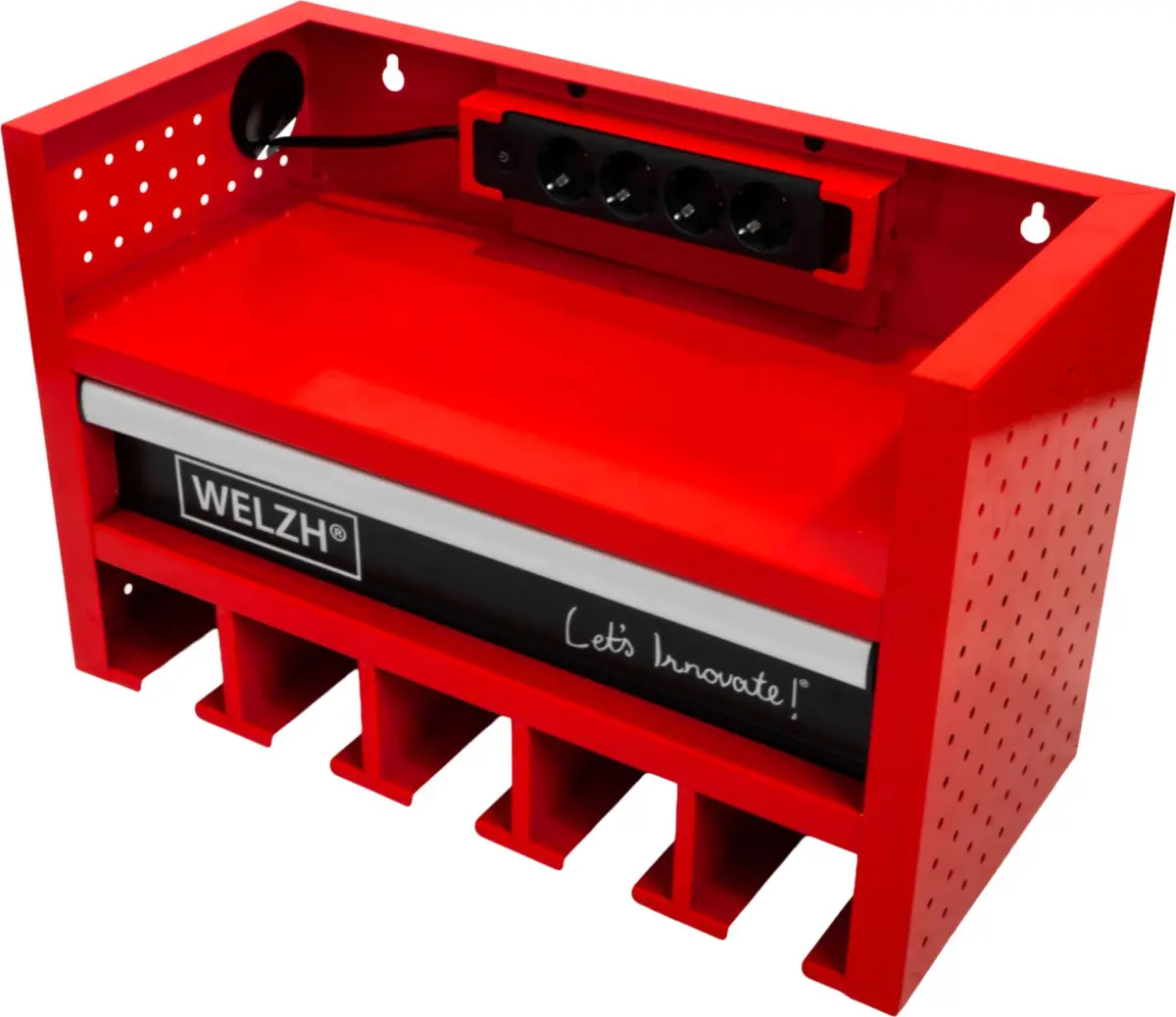 Battery Tool Storage Rack With Draw and EU Power Point