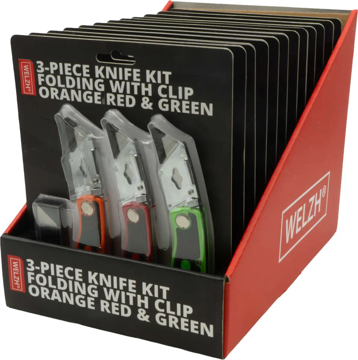 3-Piece Knife Kit; Folding with Clip,''Orange, Red & Green" - Image 5