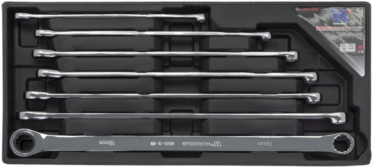 7-Piece Aviation Ratchet Spanner Set; Ring & Ratchet, 8-19mm