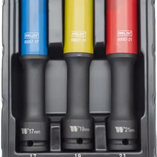 Protective Impact Socket Set; Long, 17,19,21 mm, 1/2''