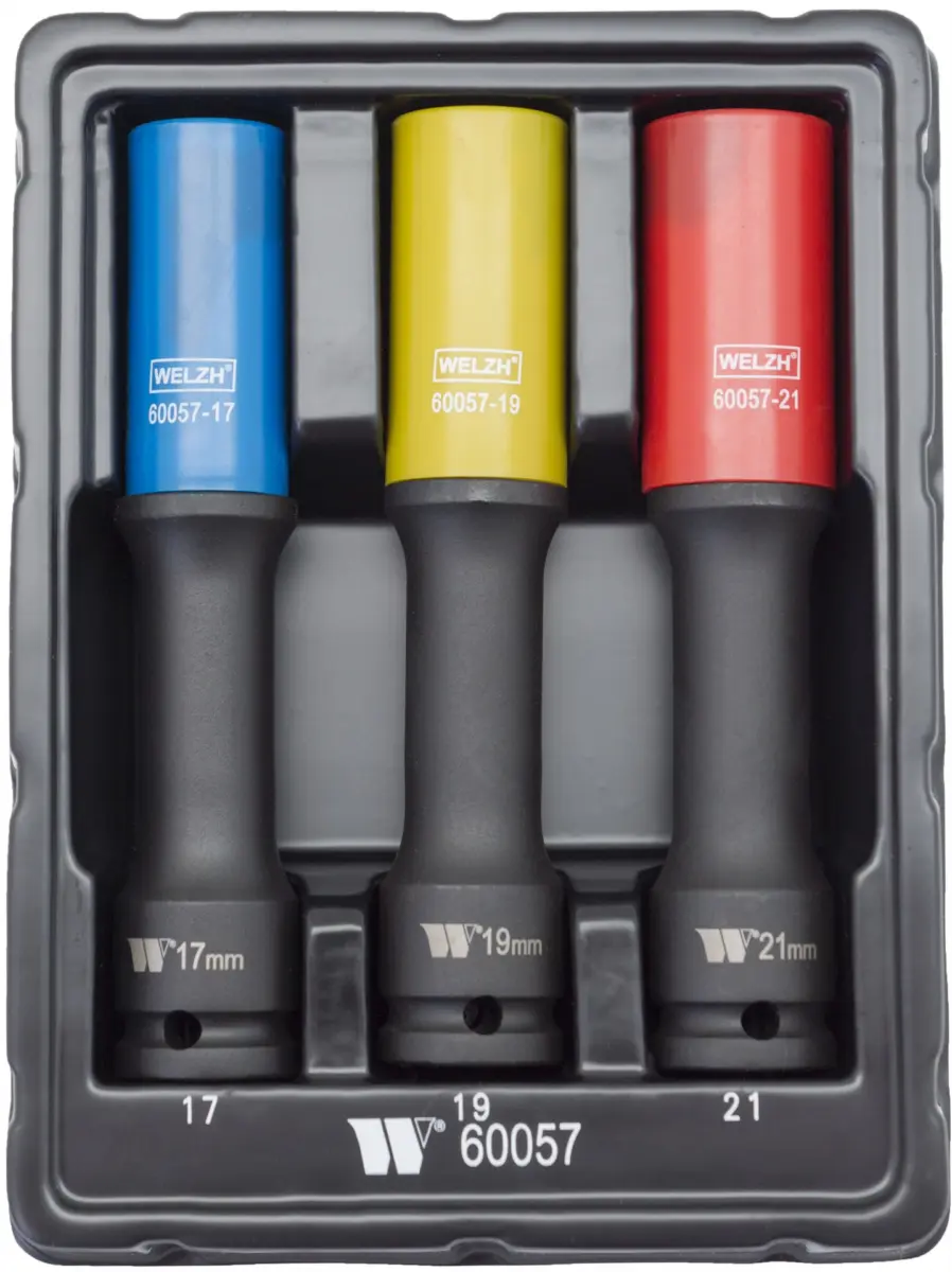 Protective Impact Socket Set; Long, 17,19,21 mm, 1/2''