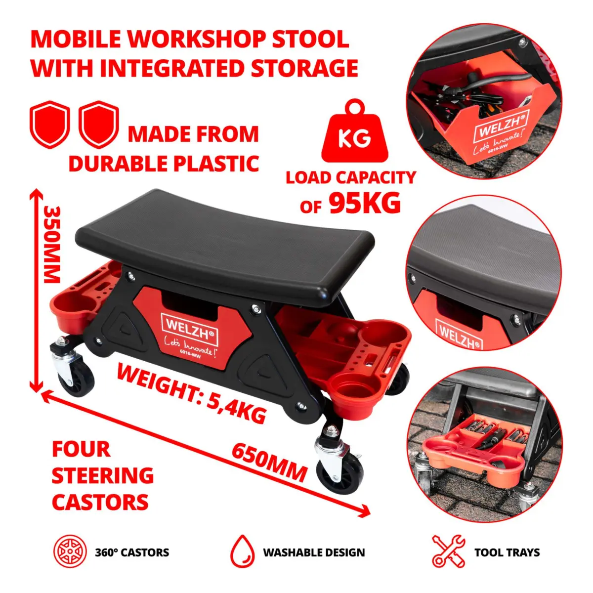 Mobile Stool With Storage Trays - Image 2