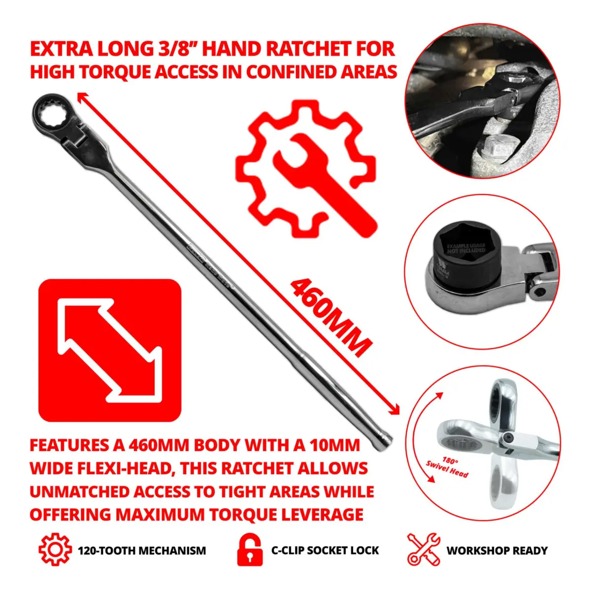 Welzh Nano-Mate?; Hand Ratchet; Extra Long 3/8'' - Image 3
