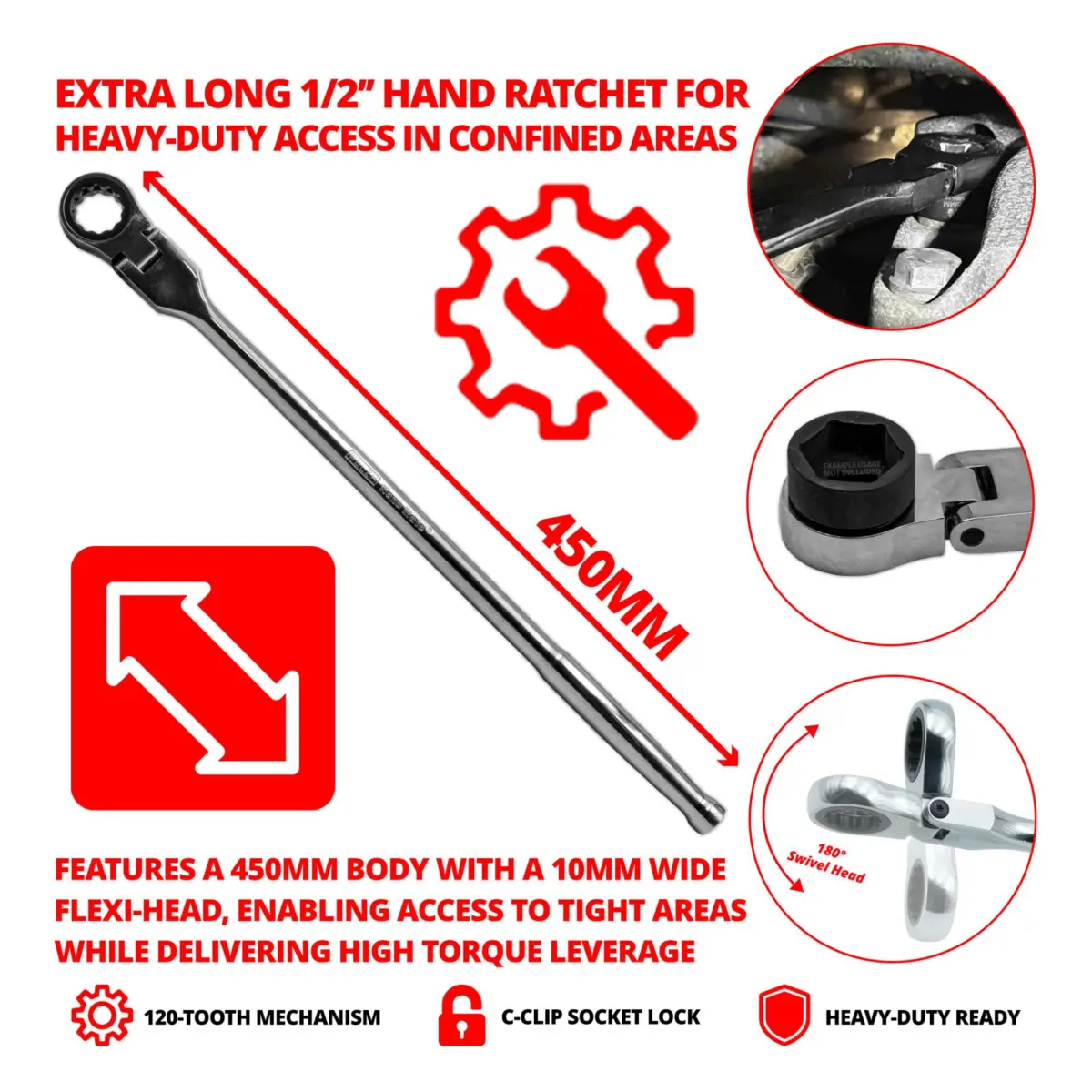 Welzh Nano-Mate?; Hand Ratchet; Extra Long 1/2'' - Image 3