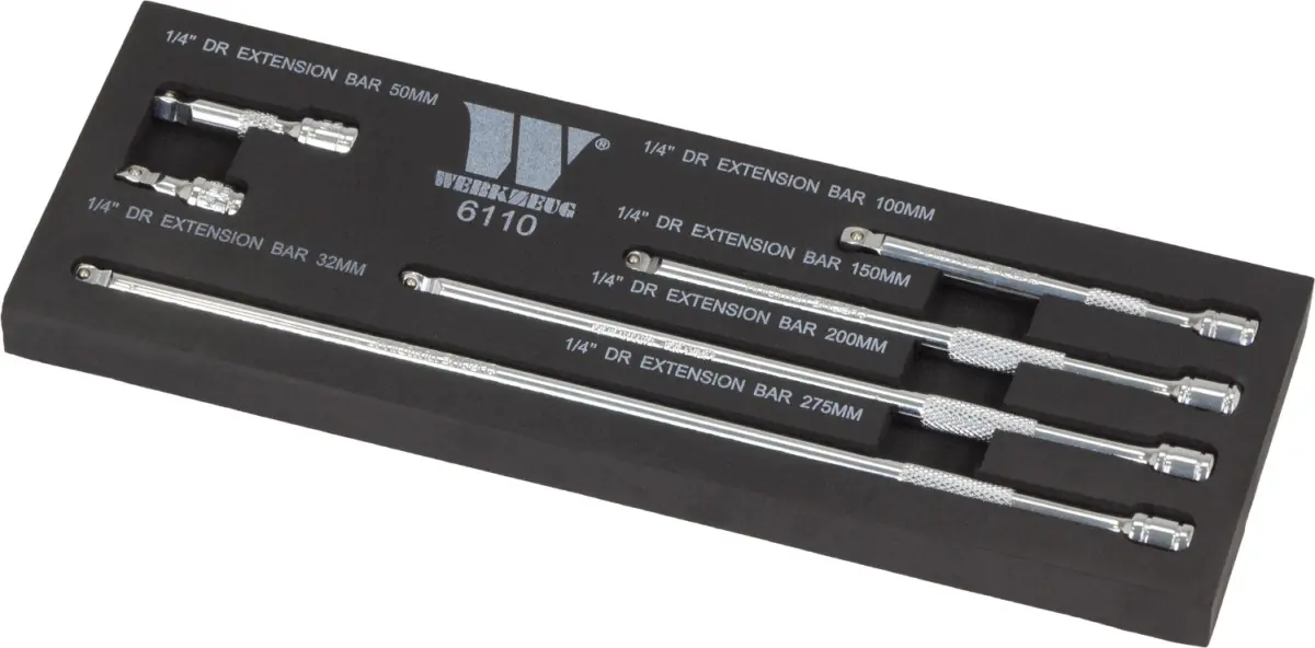 6-Piece 1/4'' Drive Wobble Extension Bar Set