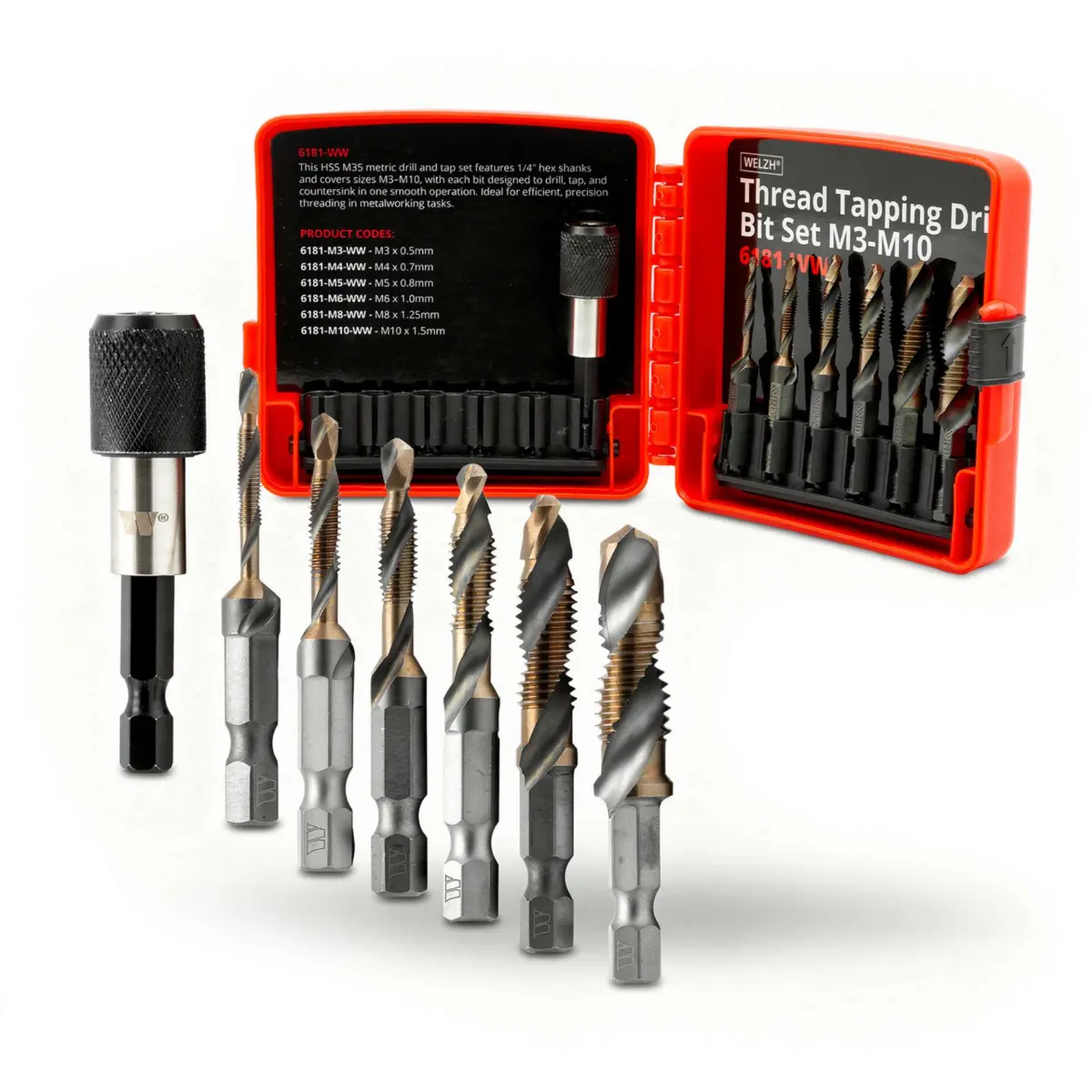 Thread Taping Drill Bit Set; M3-M10