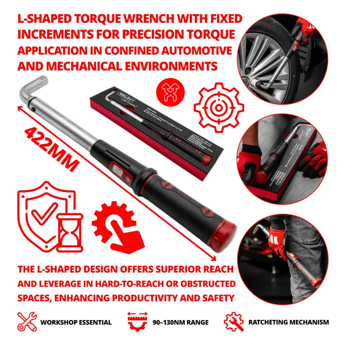 Torque Wrench L-Shaped ''Torq-Mate' 1'/2'''DR 90-100-110-120-130nm - Image 3