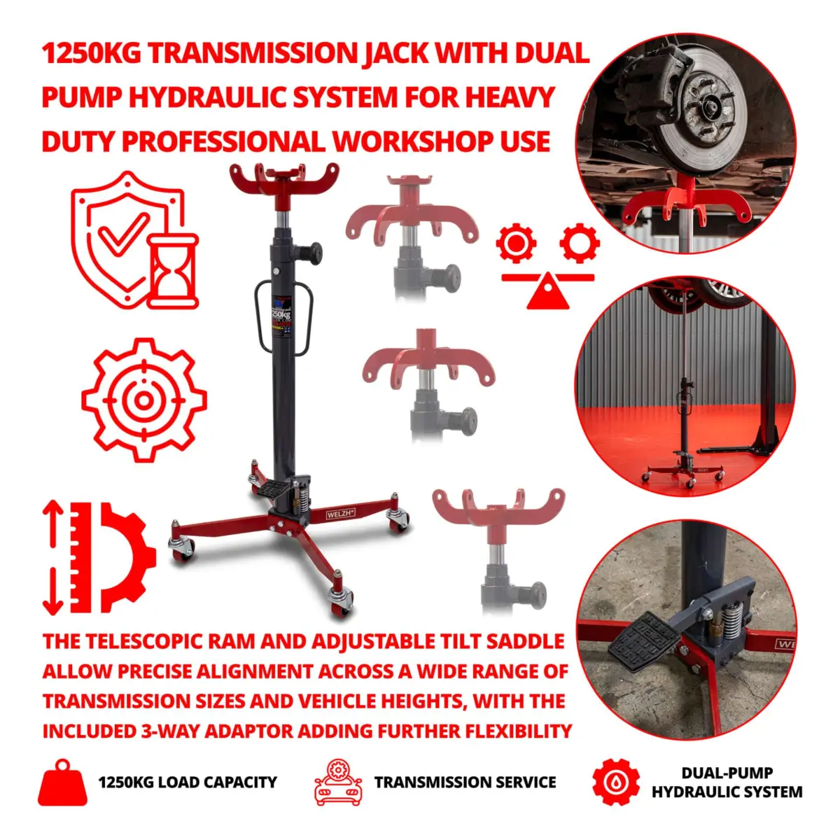 Transmission Jack; 1250-kg ''Werkstad Series'' - Image 2