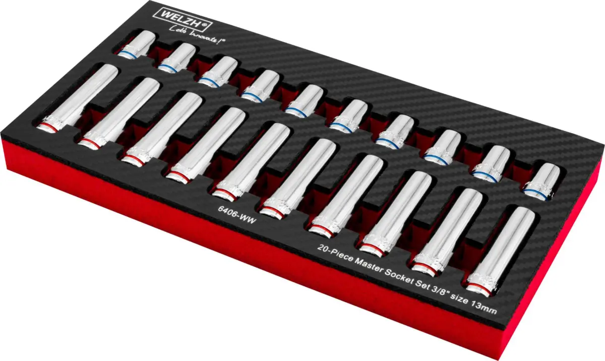20-Piece Socket Assortment; 3/8''dr 13-mm Deep & Shallow