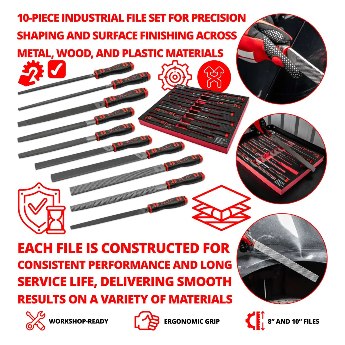 10-Piece Industrial Mechanic File Set - Image 3