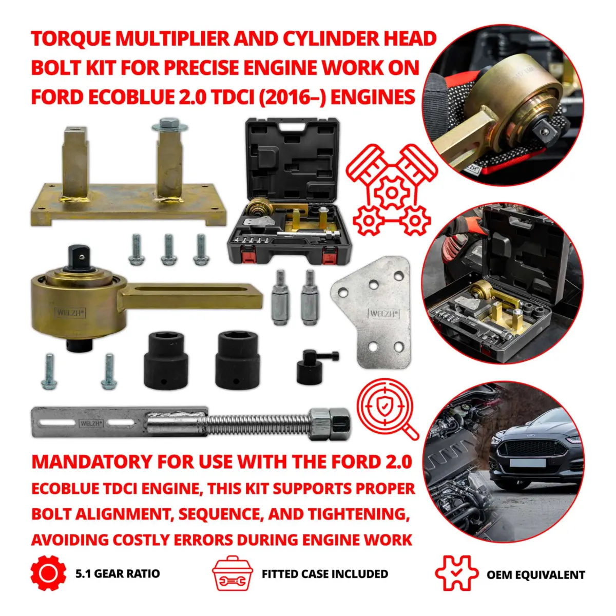 Torq Multiplier + Cylinder Head Bolt Removal / Installation Kit - Ford EcoBlue 2.0 TDCi (2016-) - Image 3