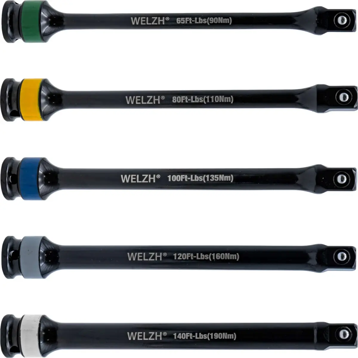 5-Piece 1/2''dr Torq Control Socket Bars 90,110,135,160 & 190-NM - Image 2