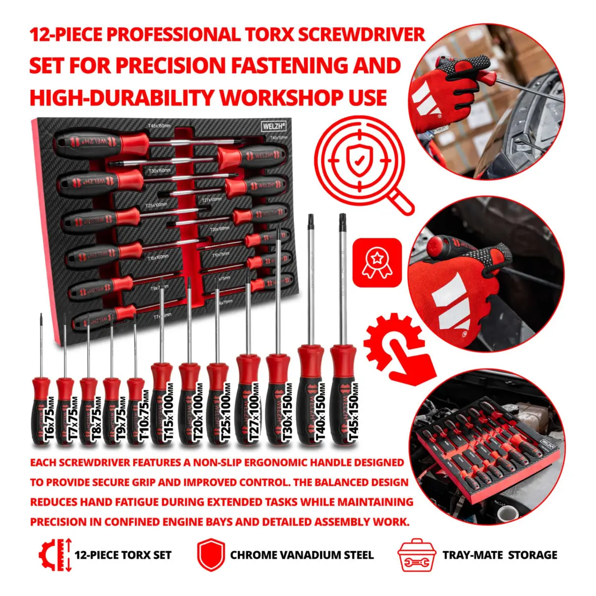 Screw-Mate?; 12-Piece Professional Torx Screwdriver Set - Image 3