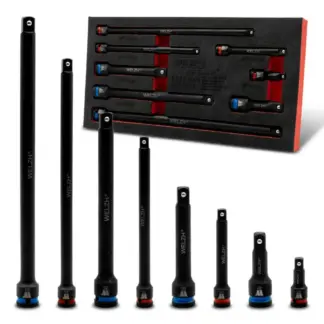 8-Piece 3/8" & 1/2" Drive Impact Extension Bar Set 50-300mm