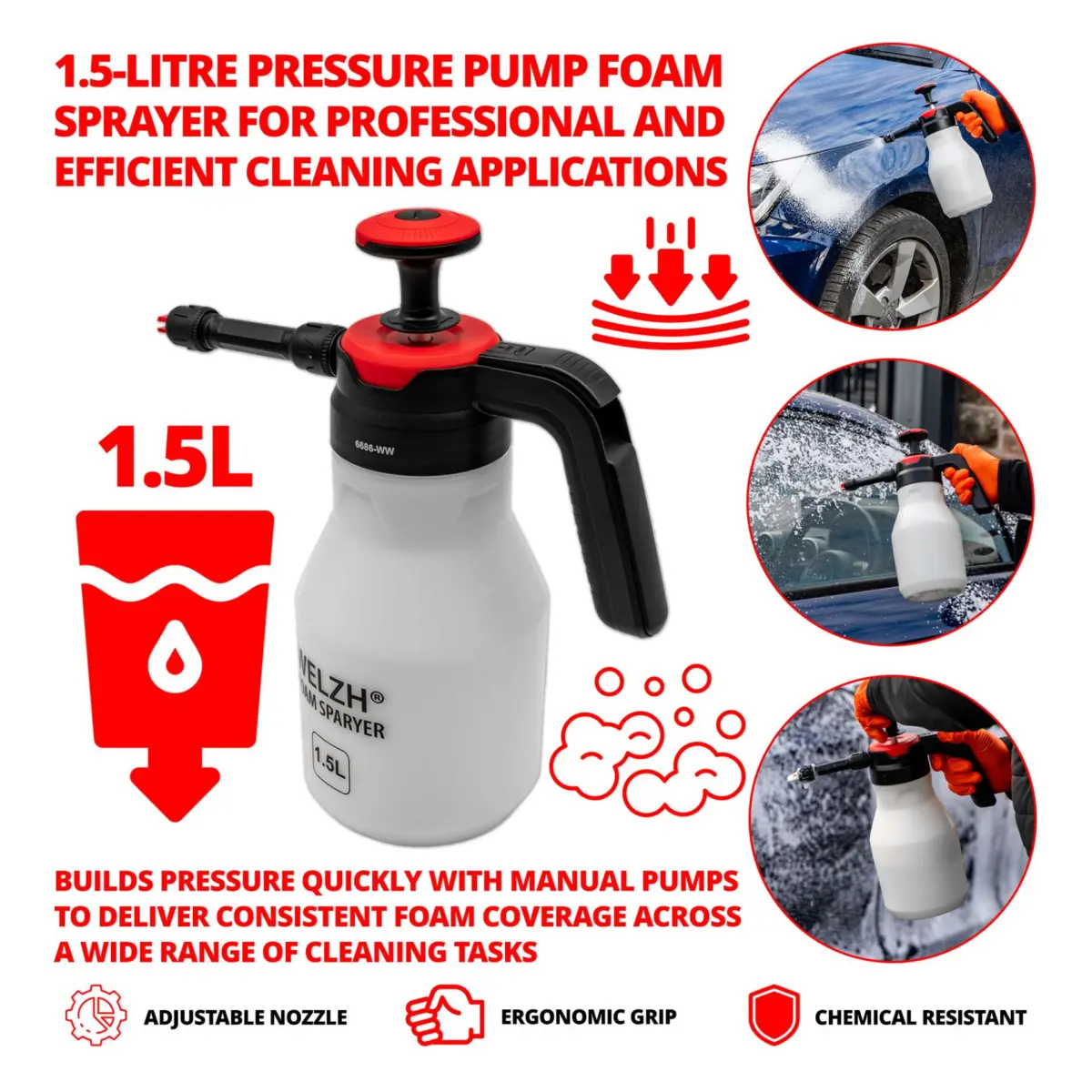 Pressure Pump Foam Sprayer 1.5-Litre - Image 2