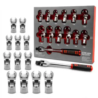 Flexible Flexi Head Crowfoot Spanner Kit;13-Piece 8-19-mm