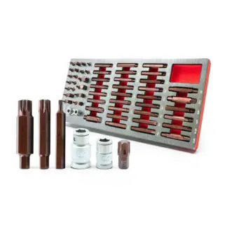 60-Piece Master Bit Set; 1/2'' and 3/8''; Hex, Torx and Spline Ribes; S2 Steel Range
