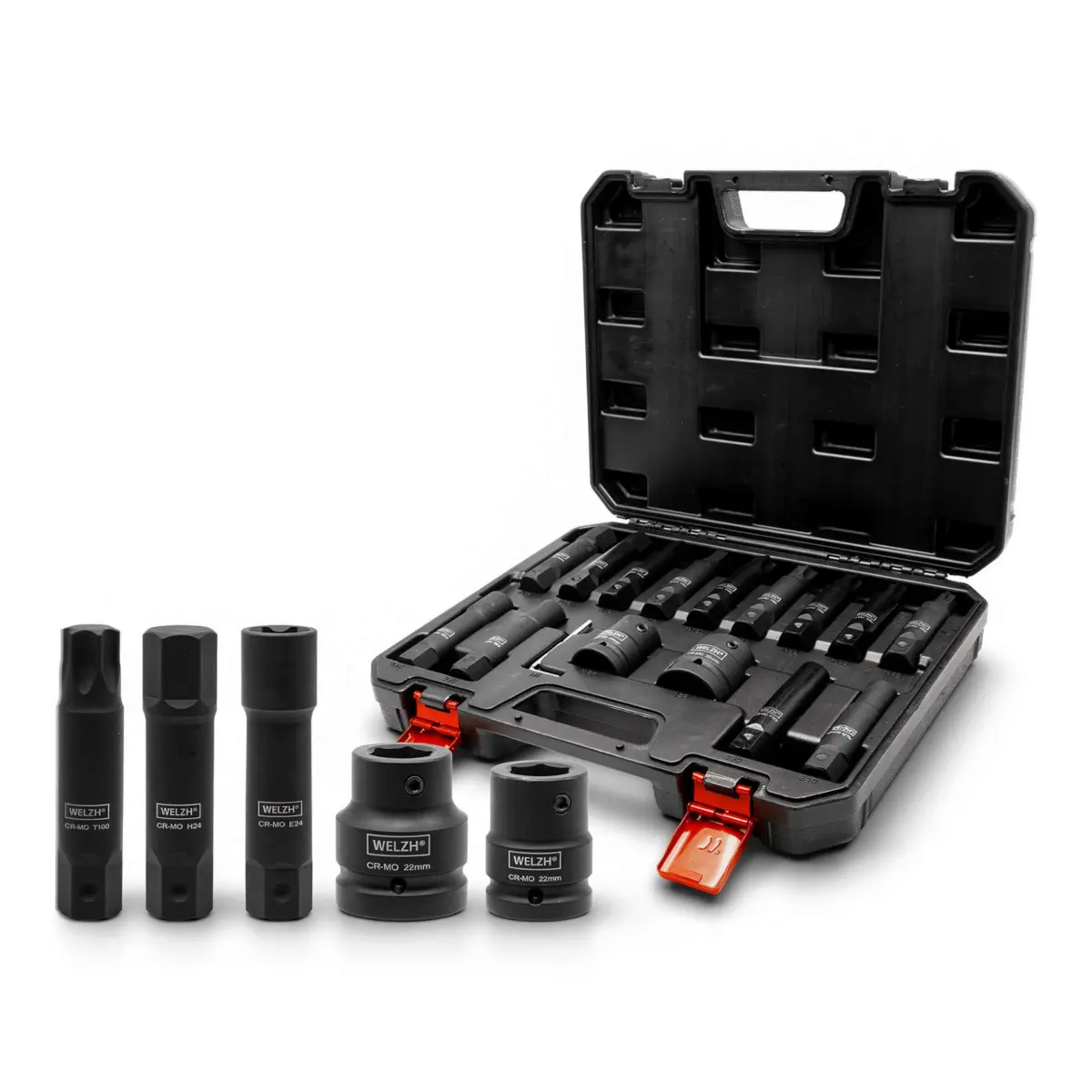 Master Impact Bit Socket Set;Torx, Hex & E-TORX Impact, 1''& 3/4''dr XXL 16-Piece Set