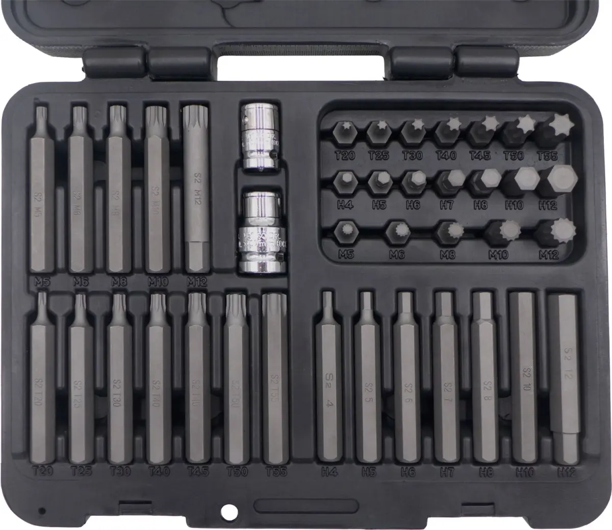 Bit Set; 1/2'' and 3/8''; Hex, Torx and Spline; S2 Steel Range