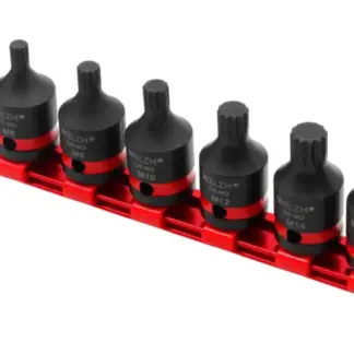 Impact Spline Socket Bit Set, Stubby, 9-Piece, 1/2''dr M5-M18