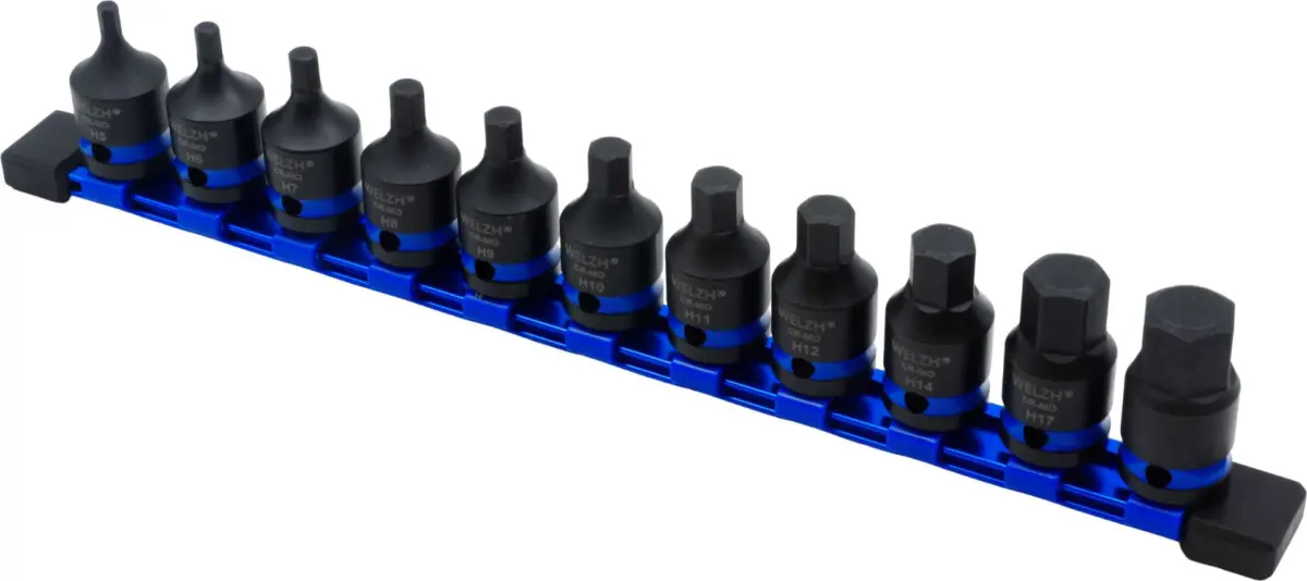 Impact Socket Bit Set, Stubby, 11-Piece, 1/2''dr Hex Keys