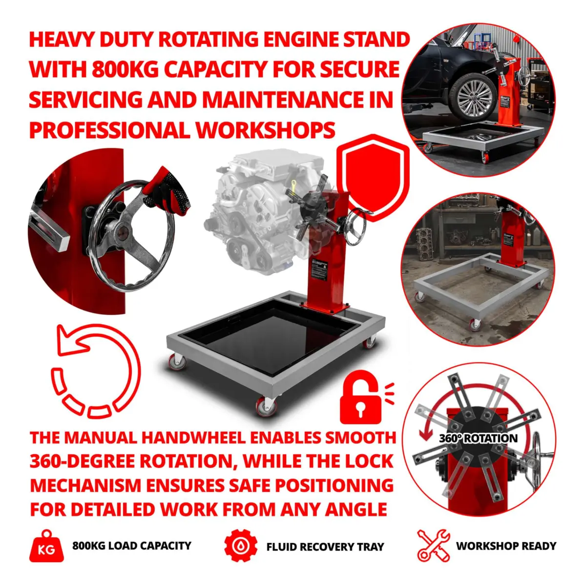 Heavy Duty Rotating Engine Stand; 850-KG - Image 3